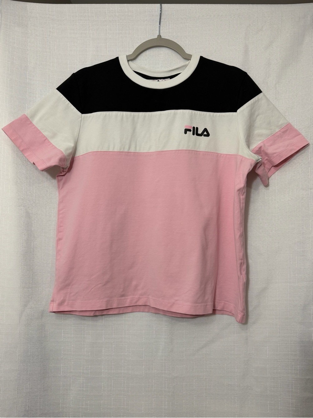 Fila Kids Pink White and Black Colorblock Crew Tee